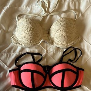 Two bikini tops